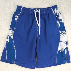 ALVINS ISLAND Men's Blue Hawiian Tropical Swim Trunks Medium
